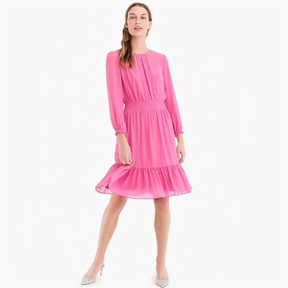 J. Crew Dresses & Skirts - J. Crew Cinched-waist Dress Chiffon Long Sleeves